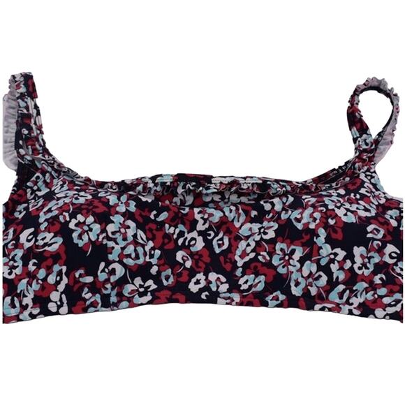 Tommy Hilfiger Bikini Top Hamilton Floral Ruffle Bralette Blue Red Large NWT - Picture 3 of 6